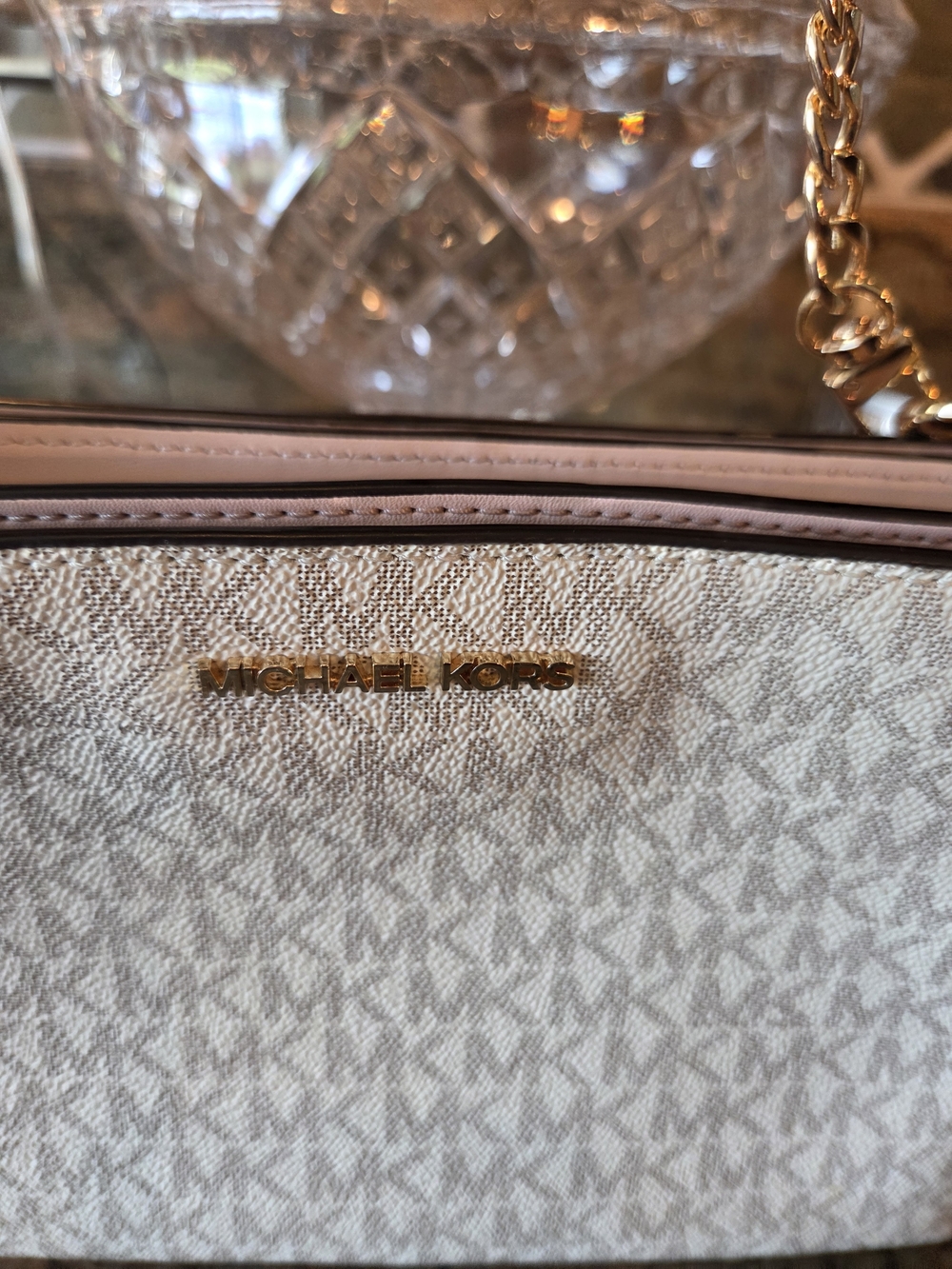 Michael Kors Signature Crossbody Bag in Cream And Beige - Picture 3 of 10